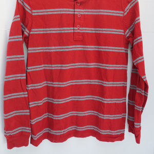 Urban Up Striped Long Sleeve Maroon Shirt Size L
